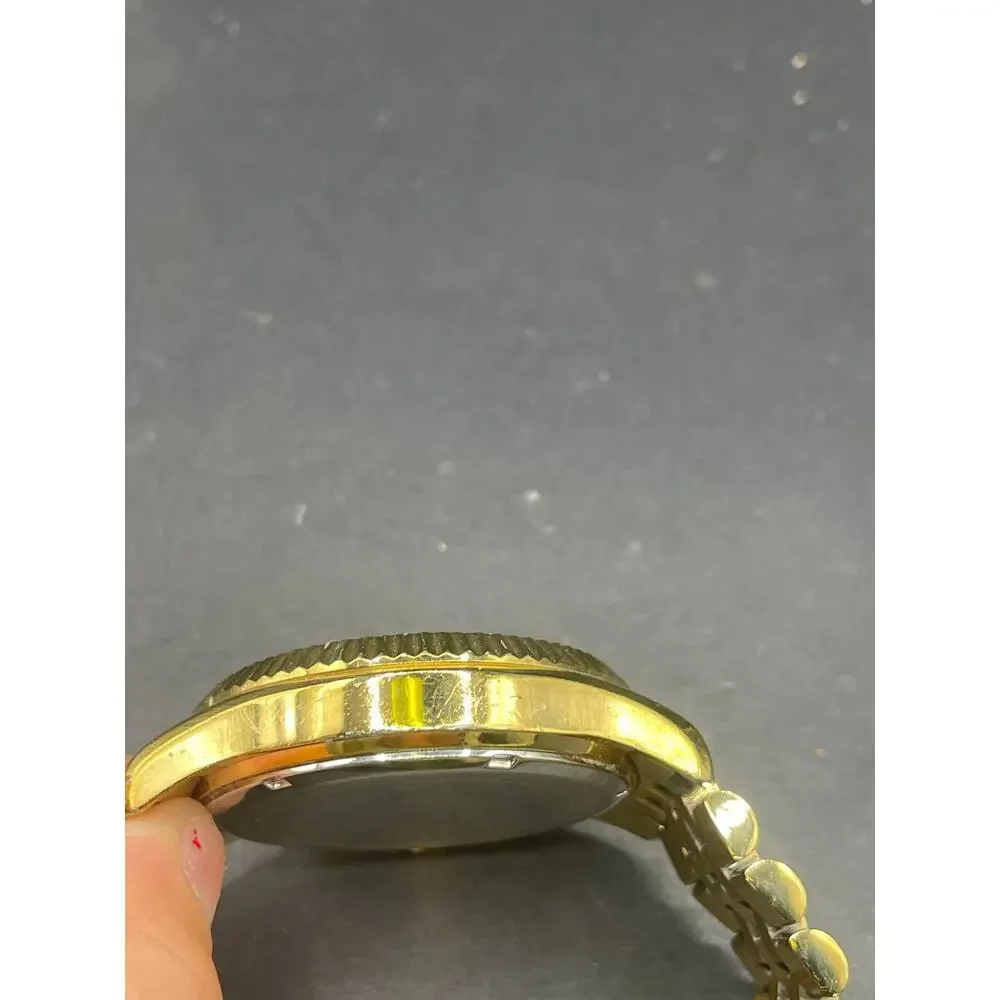 Michael Kors Gold Tone Glitz Chronograph Wristwatch Fluted Bezel For Parts
